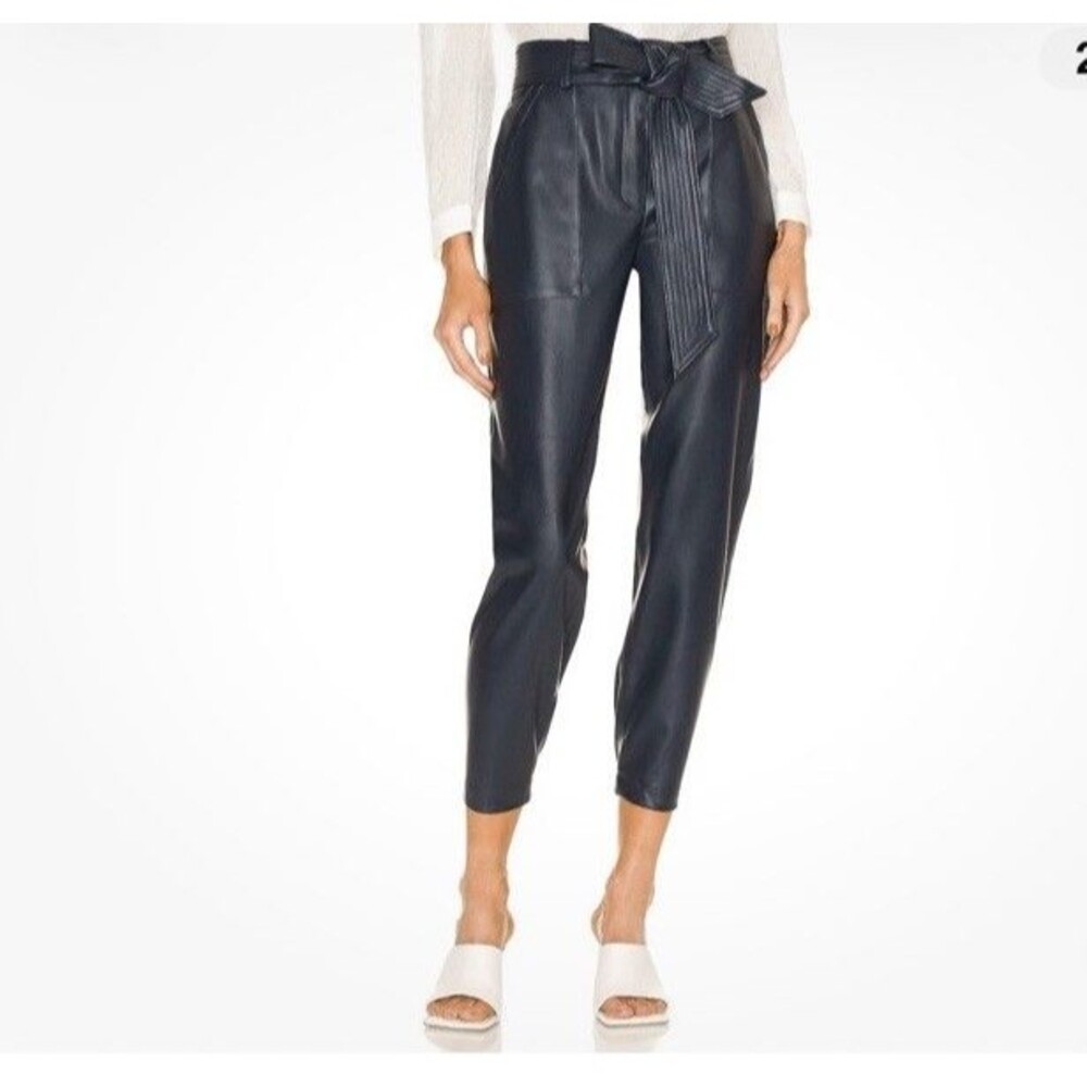 Brochu Walker Tide Pull On Pant Sz M Faux Leather Tie Waist Paperback Chic